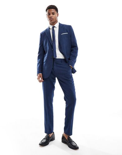 Pantalon de costume slim en lin mélangé - Bleu foncé - Selected Homme - Modalova