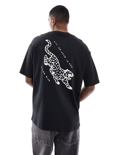 T-shirt oversize à imprimé tigre japonais au dos - Selected Homme - Modalova
