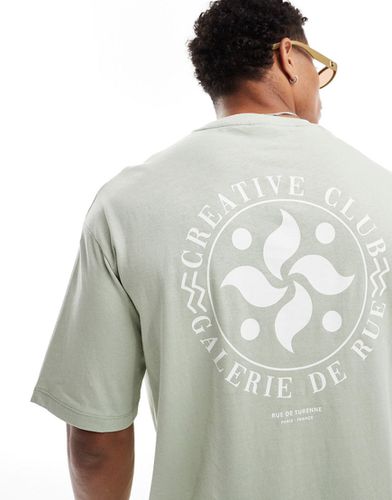 T-shirt oversize avec imprimé Creative et rond au dos - Selected Homme - Modalova