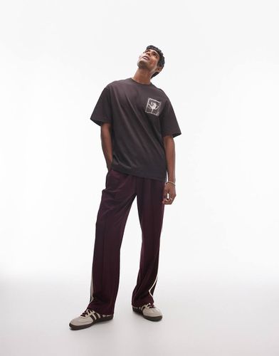 T-shirt oversize avec imprimé fleur devant - Marron - Selected Homme - Modalova