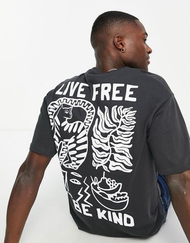 T-shirt oversize avec imprimé Live Free au dos - Selected Homme - Modalova