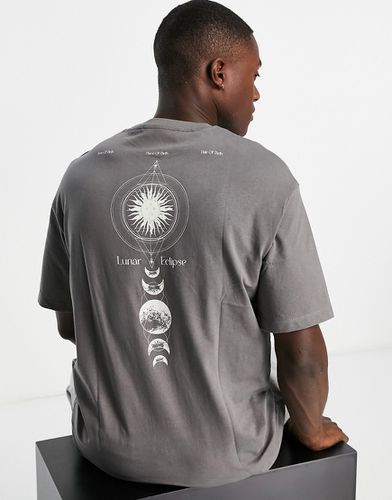 T-shirt oversize avec imprimé lunaire au dos - foncé - Selected Homme - Modalova