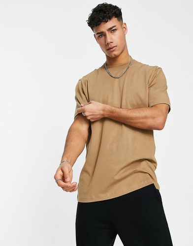 T-shirt oversize en coton à col montant - Fauve - TAN - Selected Homme - Modalova