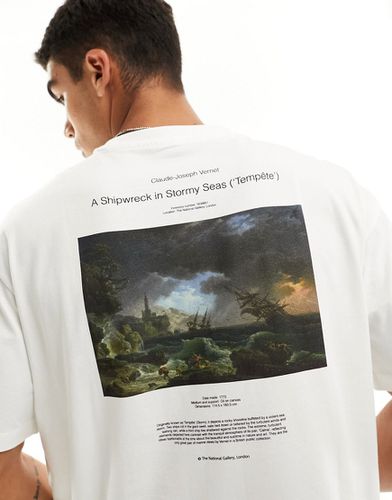 X The National Gallery - T-shirt oversize imprimé au dos - Blanc - Selected Homme - Modalova
