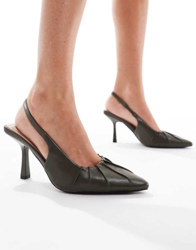 Salado - Chaussures  talon avec bride arrire et dtail fronc - Olive - Seqwl - Modalova