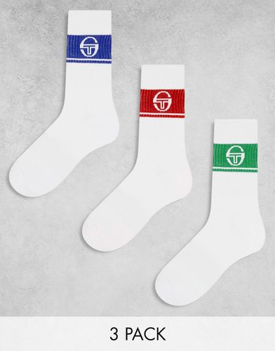 Lot de 3 paires de chaussettes à logo - Vert/bleu/rouge - Sergio Tacchini - Modalova
