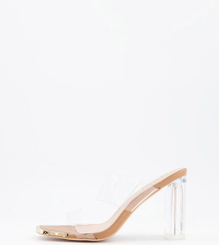 Simmi London - Heidi - Pointure large - Mules à double bride avec placage aux orteils - Transparent - Simmi Wide Fit - Modalova