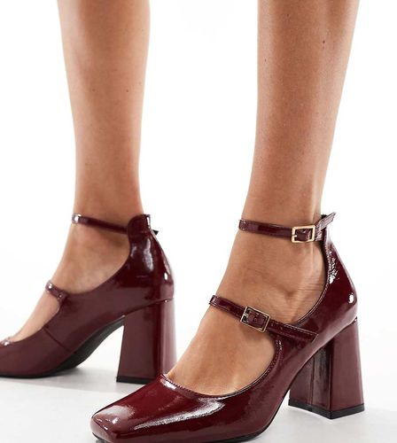 SIMMI London Wide Fit - Vinda - Chaussures à talon carré mi-haut et brides - Bordeaux - Simmi Wide Fit - Modalova