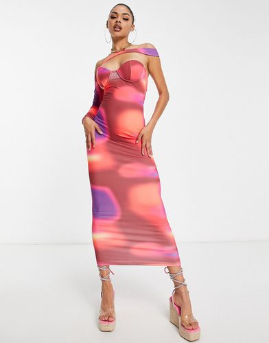 SIMMI - Robe asymétrique longue à imprimé abstrait - Rose - Simmi Clothing - Modalova