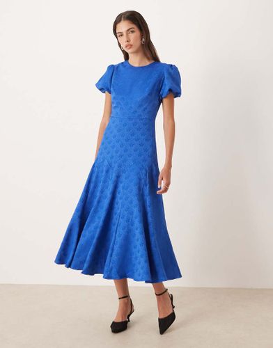 Robe mi-longue  godets en jacquard - cobalt - Sister Jane - Modalova