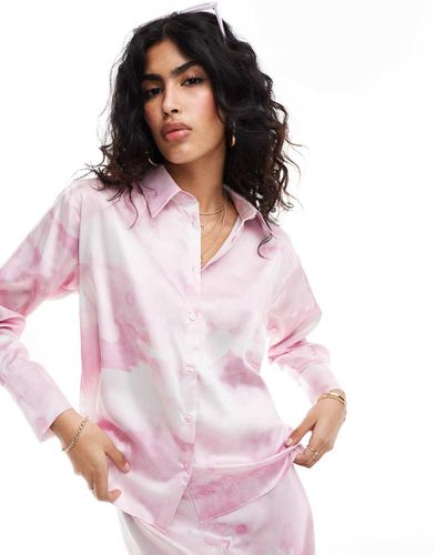 Chemise oversize d'ensemble en satin à imprimé taches - Rose - Style Cheat - Modalova