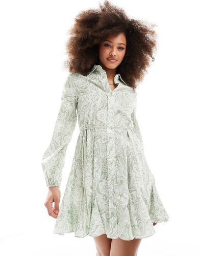 Robe courte avec corde nouée - Imprimé vert - Style Cheat - Modalova