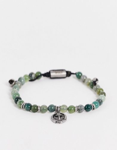 Bracelet de perles avec breloque ancre - Tons verts - Steve Madden - Modalova