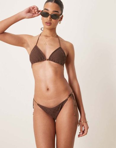Bas de bikini en maille au crochet nou sur les cts - Marron - Stradivarius - Modalova