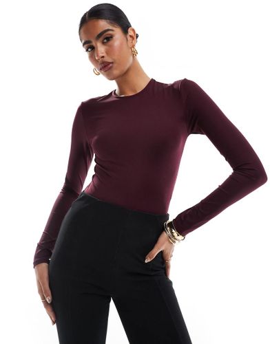 Body manches longues en polyamide - Bordeaux - Stradivarius - Modalova