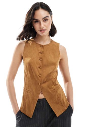 Gilet de costume en imitation daim - Camel - Stradivarius - Modalova
