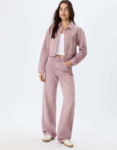 Jean droit  strass - Lilas - Stradivarius - Modalova
