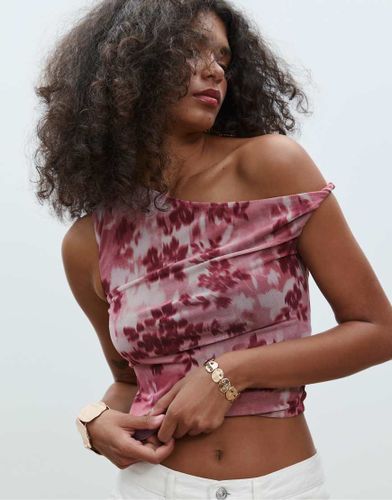 T-shirt asymtrique imprim en tulle - Stradivarius - Modalova