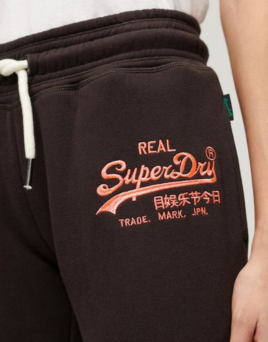 Pantalon de jogging évasé à taille basse avec logo vintage fluo - bison - Superdry - Modalova