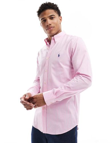 Chemise ajustée en popeline rayée avec logo emblématique - Polo Ralph Lauren - Modalova