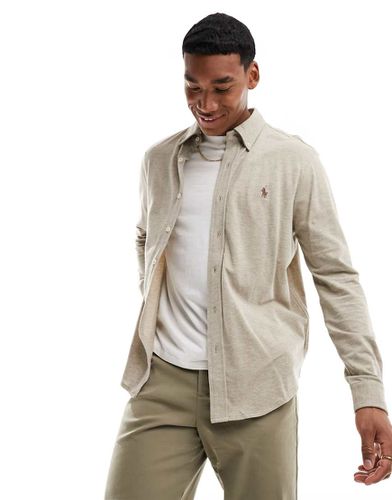 Chemise boutonnée en piqué avec logo emblématique - Beige chiné - Polo Ralph Lauren - Modalova