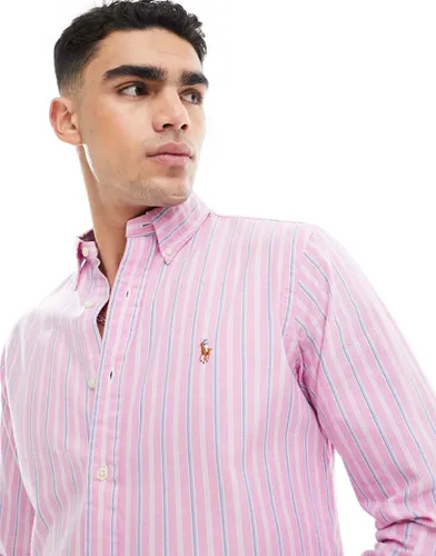 Chemise Oxford légère à rayures avec logo emblématique - et bleu - Polo Ralph Lauren - Modalova