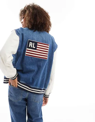 Bomber en jean avec imprimé drapeau au dos - /crème - Polo Ralph Lauren - Modalova