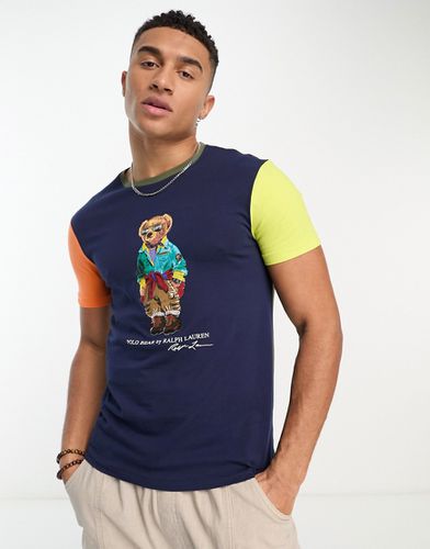 Outdoor - T-shirt color block à imprimé ours - Bleu marine multicolore - Polo Ralph Lauren - Modalova