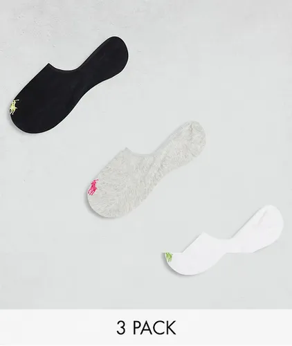 Lot de 3 paires de chaussettes invisibles à logo - , blanc et gris - Polo Ralph Lauren - Modalova