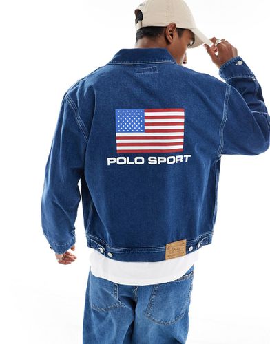 Sports Capsule - Veste camionneur de travail en jean avec logo - Bleu moyen délavé - Polo Ralph Lauren - Modalova