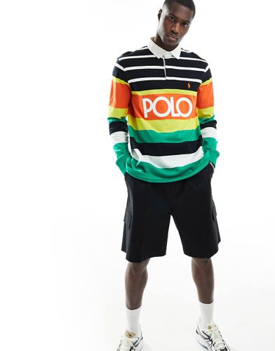 Polo de rugby oversize à logo devant et à rayures multicolores - Polo Ralph Lauren - Modalova