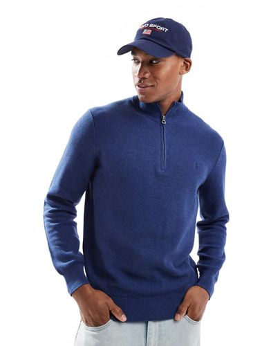 Pull en maille de coton à fermeture éclair et logo emblématique - chiné - Polo Ralph Lauren - Modalova