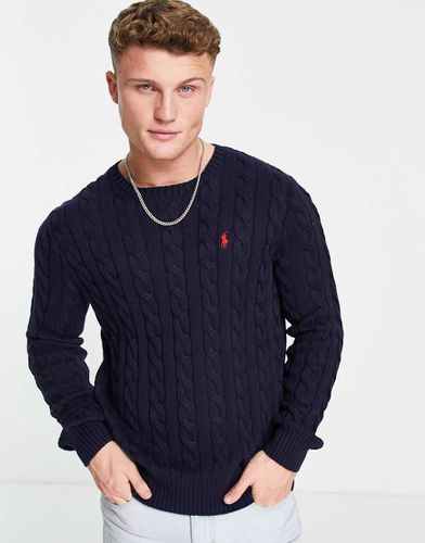 Pull en maille torsadée de coton à logo joueur de polo - Polo Ralph Lauren - Modalova