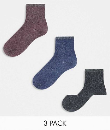 Lot de 3 paires de chaussettes à paillettes - Mélange d'hiver - Pieces - Modalova