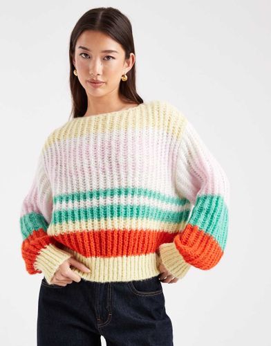 Pull rtro en maille raye - Pieces - Modalova