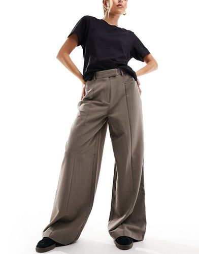 Pantalon ample à taille haute - Marron - Pieces - Modalova