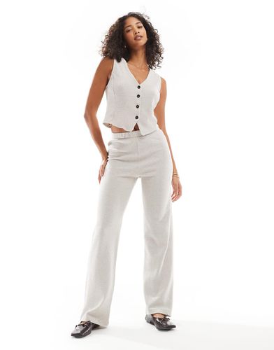 Pantalon d'ensemble structuré en jersey à taille haute - argenté - Pieces - Modalova