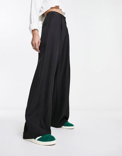 Pantalon large à plis - Noir - Pieces - Modalova
