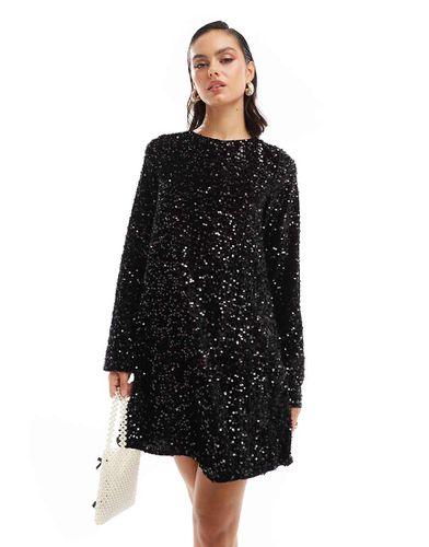 Robe courte à sequins avec naud en ruban au dos - Pieces - Modalova