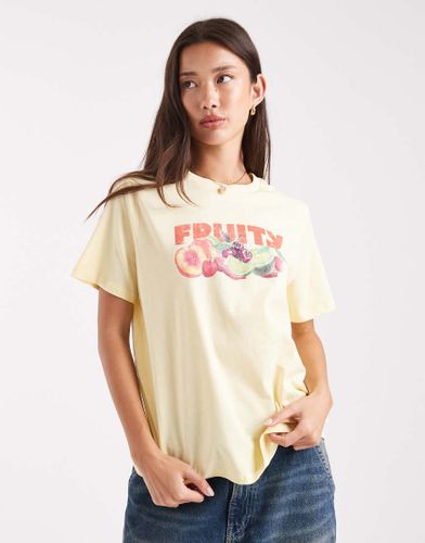 T-shirt avec imprim et inscription Fruity - ple - Pieces - Modalova