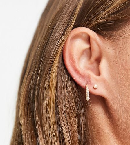 Créoles et boucles d'oreilles à perles en plaqué or - Pilgrim - Modalova