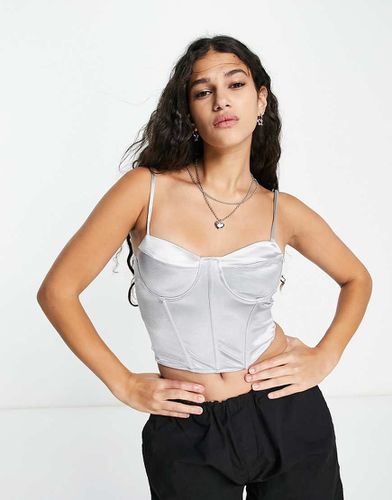 Crop top style corset effet satiné - glacier - Pimkie - Modalova