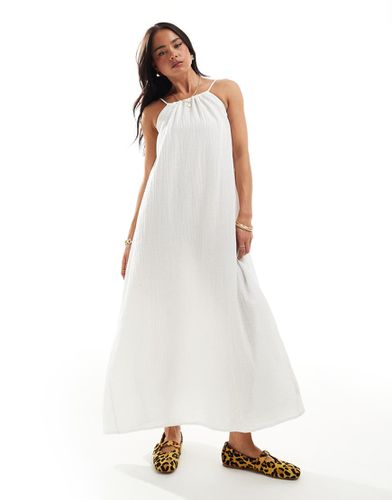 Robe longue en aspect lin texturé avec col montant - Pimkie - Modalova