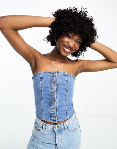 Top bandeau en denim - délavé - Pimkie - Modalova