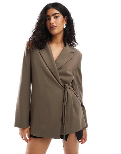 Blazer oversize avec liens devant - Taupe - Pull & bear - Modalova