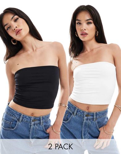 Lot de 2 tops bandeau seconde peau en polyamide - et blanc - Pull & bear - Modalova