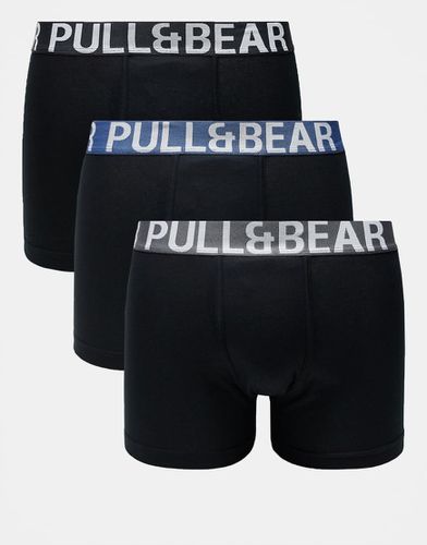 Lot de 3 boxers à taille contrastante - Noir, bleu et gris - Pull & bear - Modalova