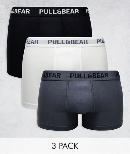 Lot de 3 boxers à taille contrastante - Blanc, gris et noir - Pull & bear - Modalova