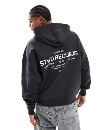 Sweat à capuche oversize avec imprimé STWD Records au dos - délavé - Pull & bear - Modalova