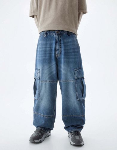 Pantalon cargo de skateur en jean - délavé - Pull & bear - Modalova